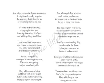 Today You Turn Nine poem