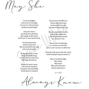 May She Always Know poem with design