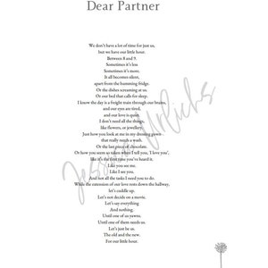 Dear Husband poem Our little Hour 'dear partner' version included image 2