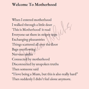 Welcome To Motherhood poem