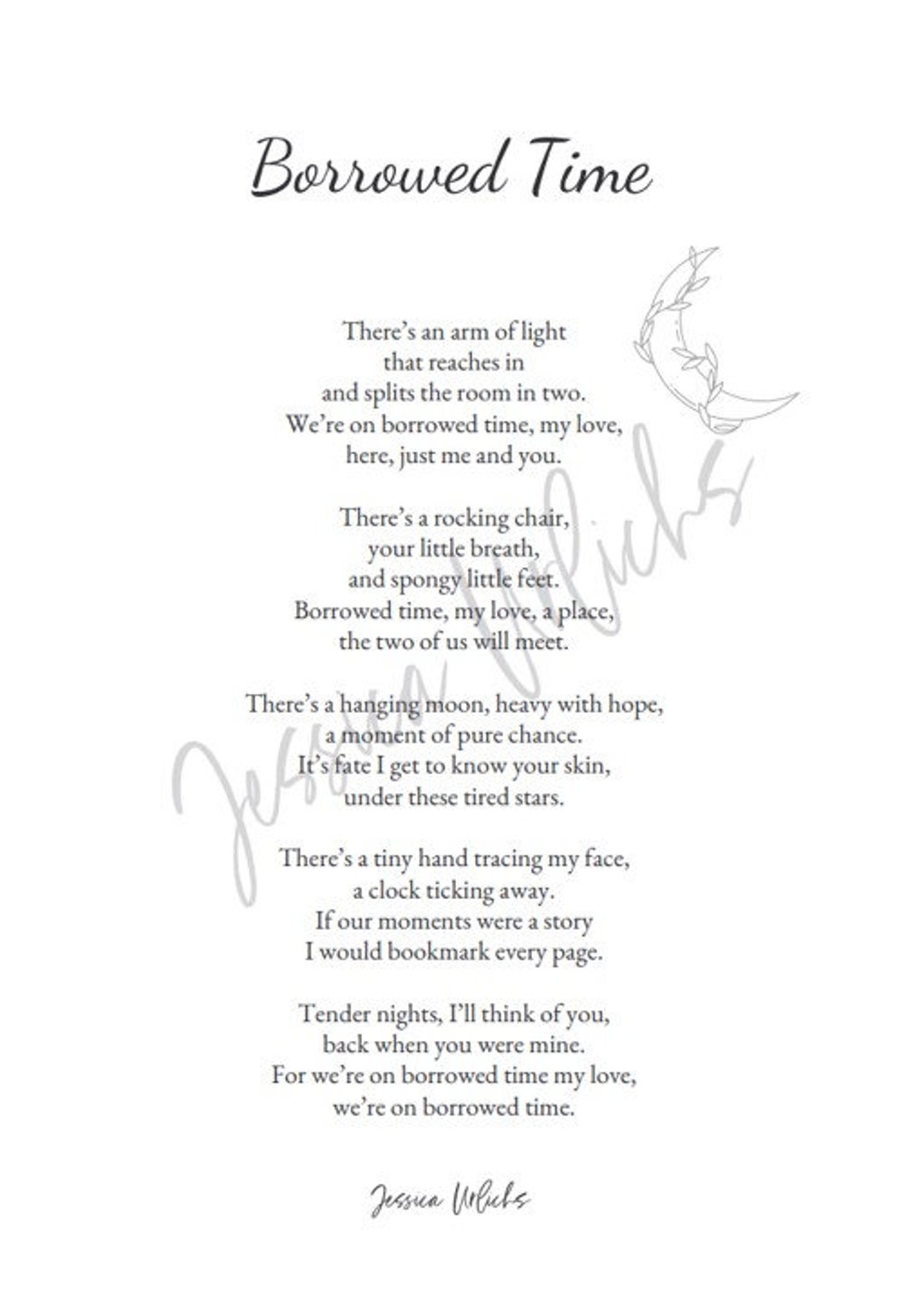 Borrowed Time Poem Etsy