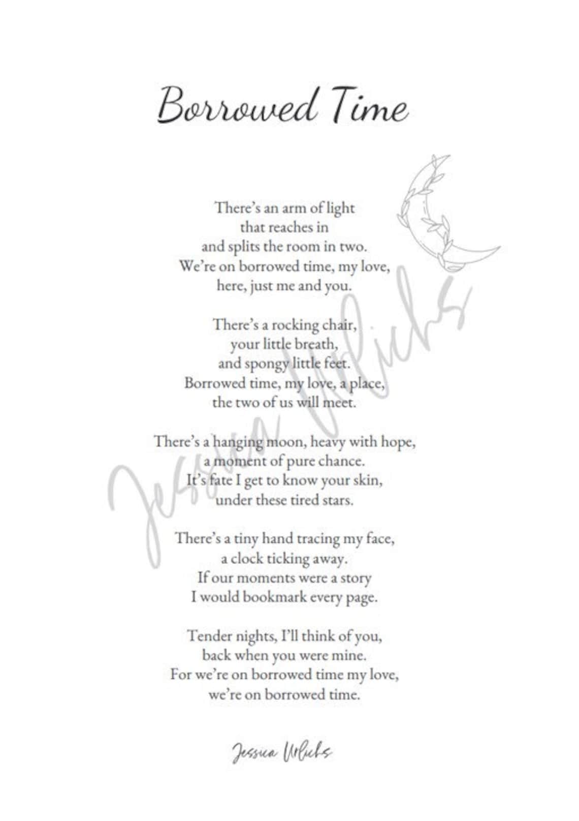 Borrowed Time Poem Etsy