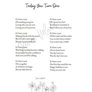 Today You Turn One (first birthday poem for first baby)