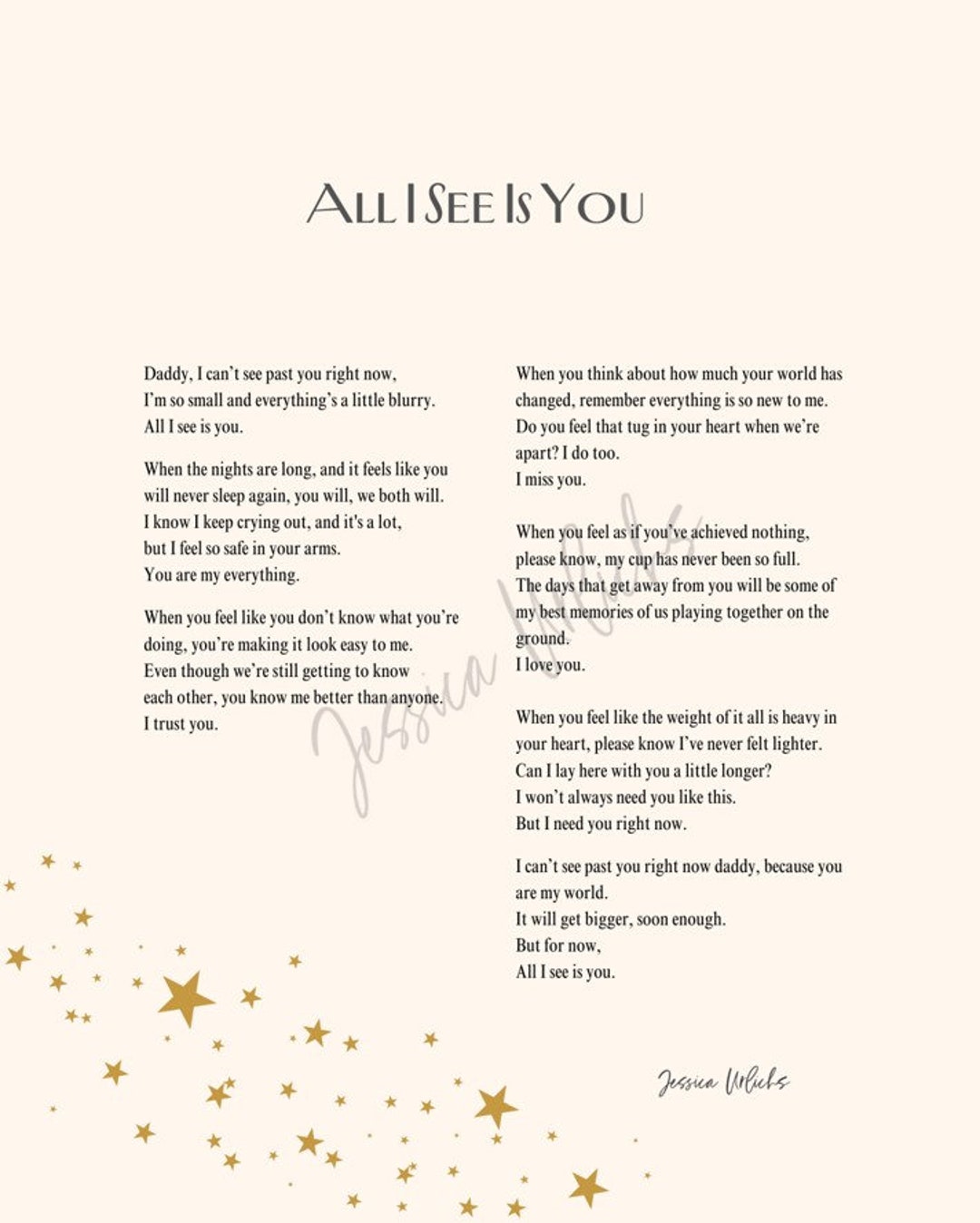 All I See is You Poem for Dads with Design Etsy