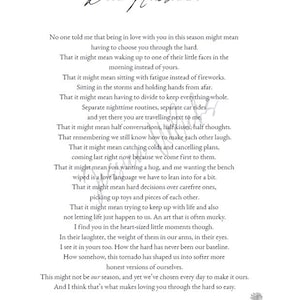 May include: A white print with the words "Dear Husband" in elegant script at the top. The print contains a poem about love and commitment. The author's signature, Jessica Uebele, is at the bottom.