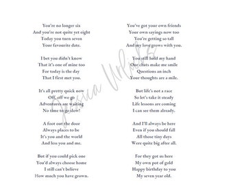 Today You Turn Seven poem