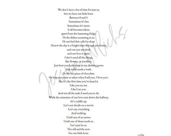 Dear Husband poem (Our little Hour) - 'dear partner' version included