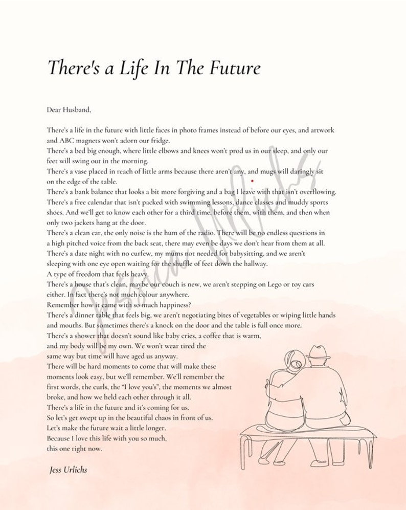 Dear Husband / Partner / Wife There's a Life In The Future with design zdjęcie 1