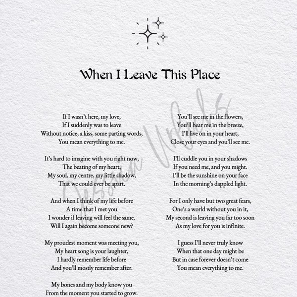 When I Leave This Place poem