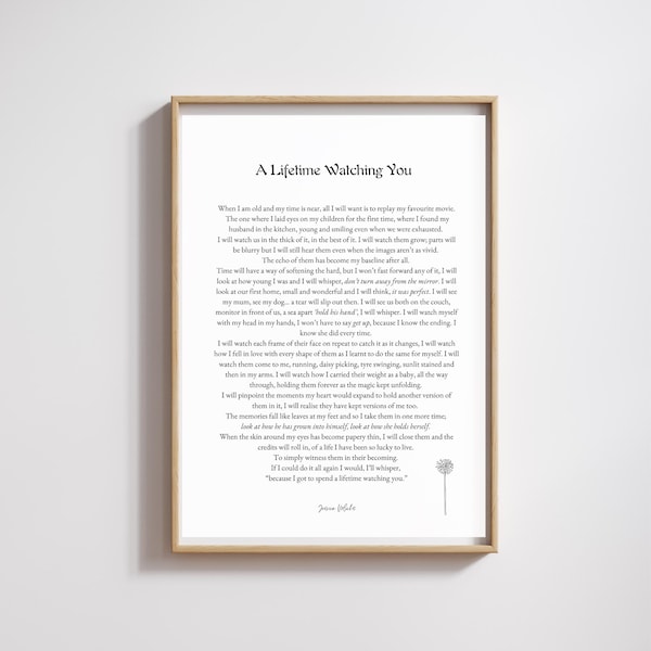 A Lifetime Watching You Gedicht (Vaters Version enthalten)