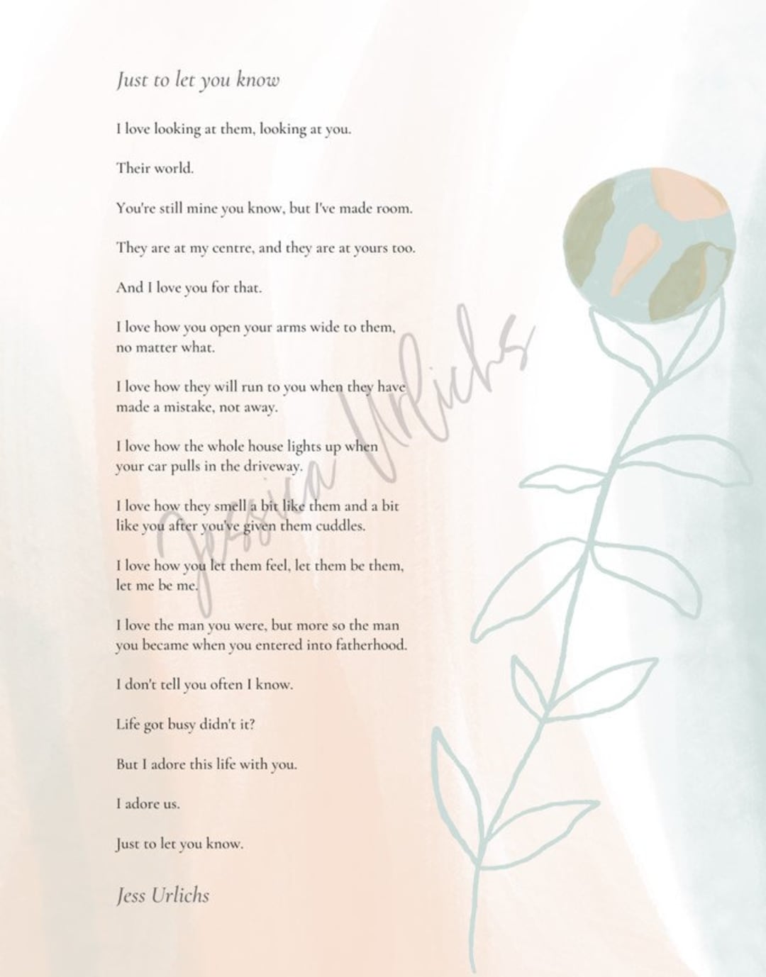 Just to Let You Know Poem (with Design) Various Versions Within File - Etsy