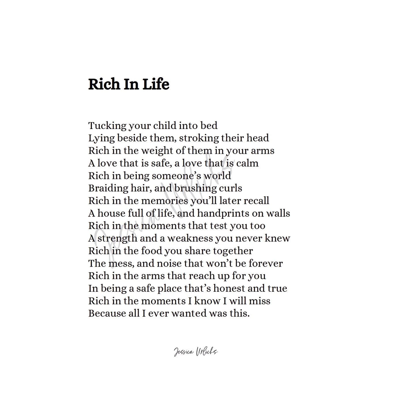 Poem Riches Rich in Life Poem - Etsy