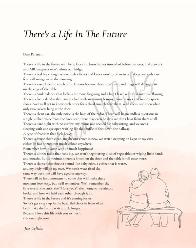 Dear Husband / Partner / Wife There's a Life In The Future with design zdjęcie 2