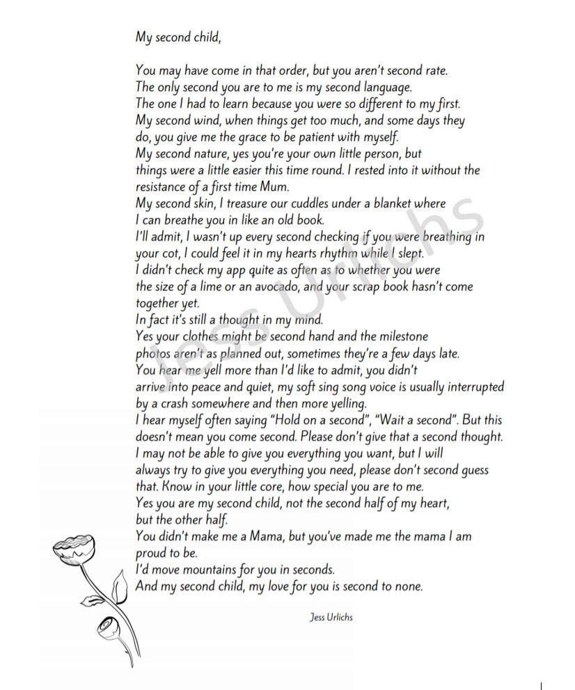 My Second Child Poem | Etsy