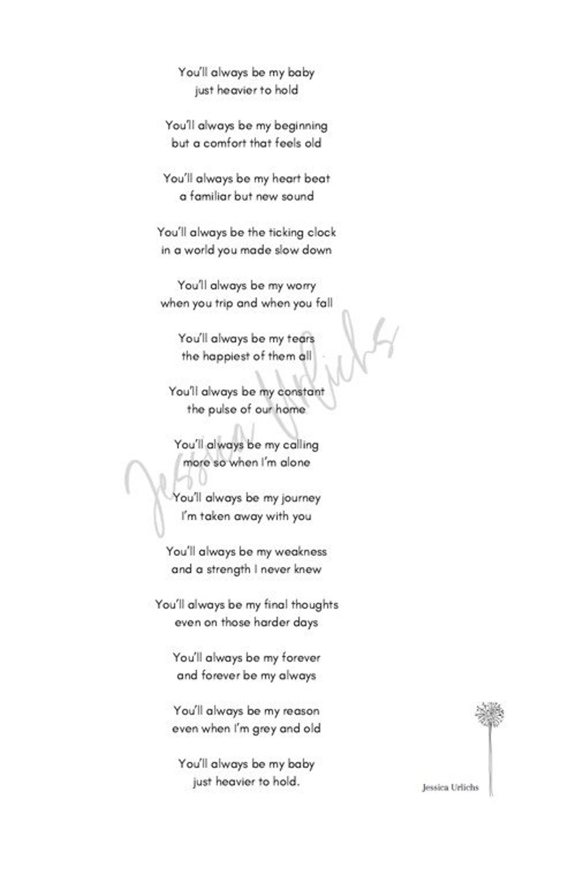 You'll Always Be My Baby Poem Etsy