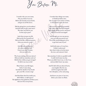 You Before Me (a poem to our mothers)