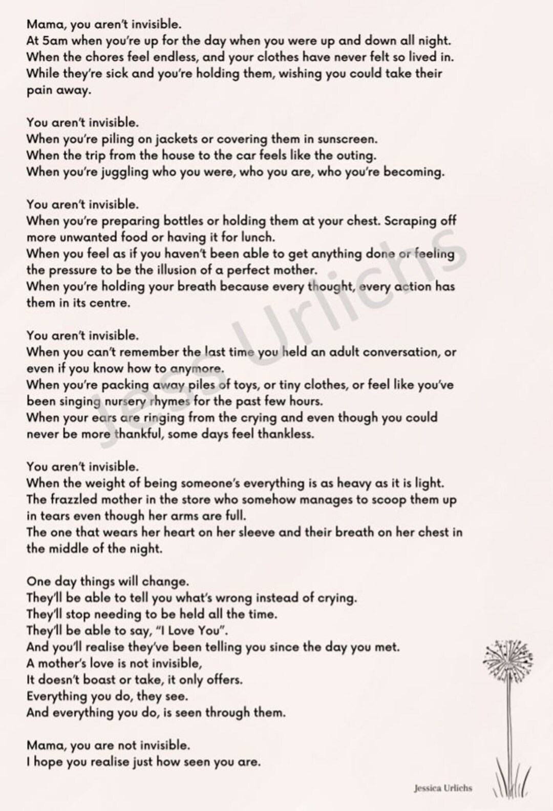 Mama You Aren't Invisible Poem - Etsy Finland