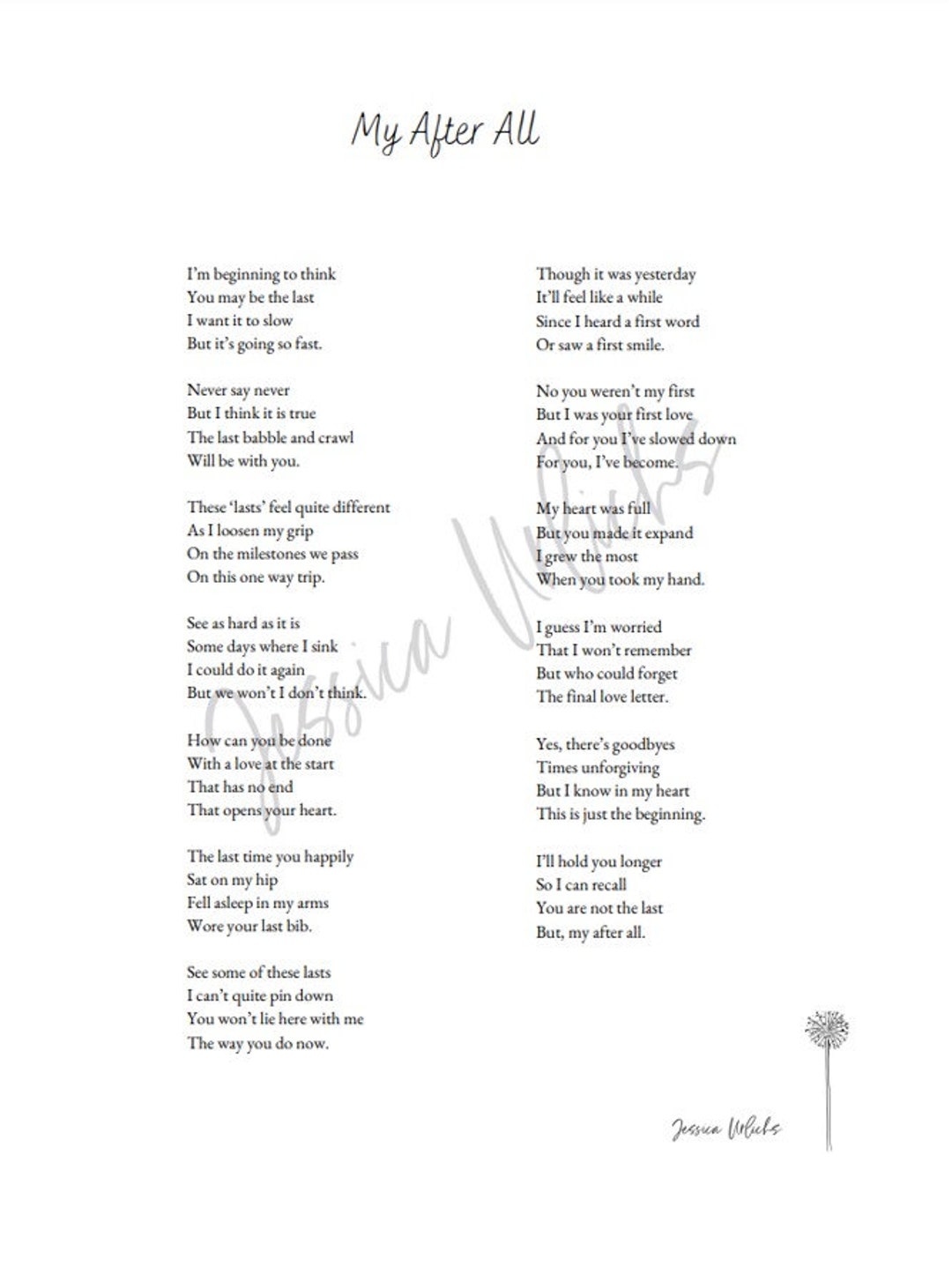 Poème Qui Fait Pleurer Les Filles Pdf My After All poem - Etsy Canada