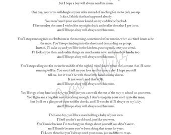 A Boy Will Always Need His Mum poem (with Mom version)