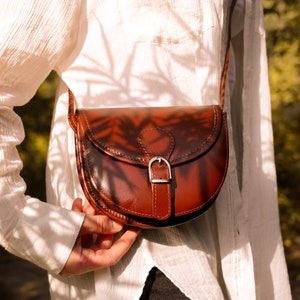 small genuine leather handbag JENE, shoulder bag, leather handbag, women genuine leather bag, lifetime leather, brown, shoulder bag, bag image 6
