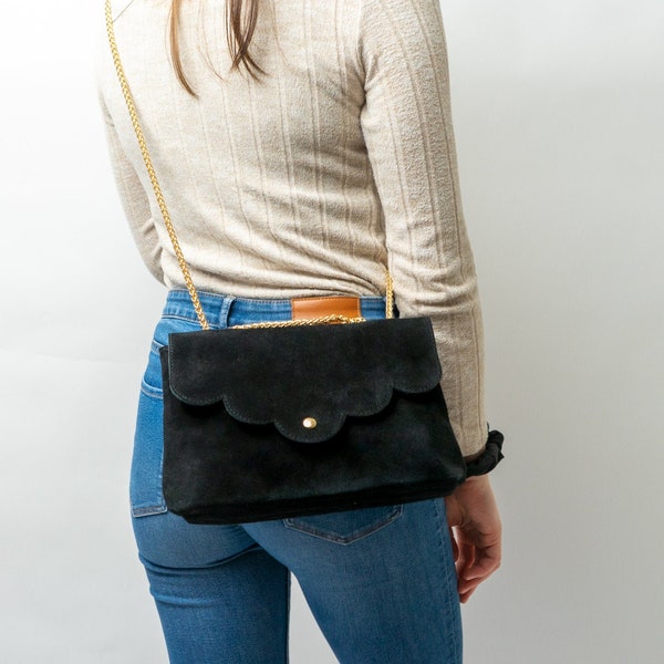 Chain strap bag "Ana" in black, beige, cognac, blue, brown, handmade, leather shoulder bag, shoulder bag, satchel bag, clutch