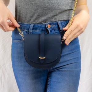 Umhängetasche "Ada" in Schwarz, Blau, Cognac, Gelb, Braun, Handarbeit, Leder Handtasche, Schultertasche, Satteltasche, Satchel Bag, Kette