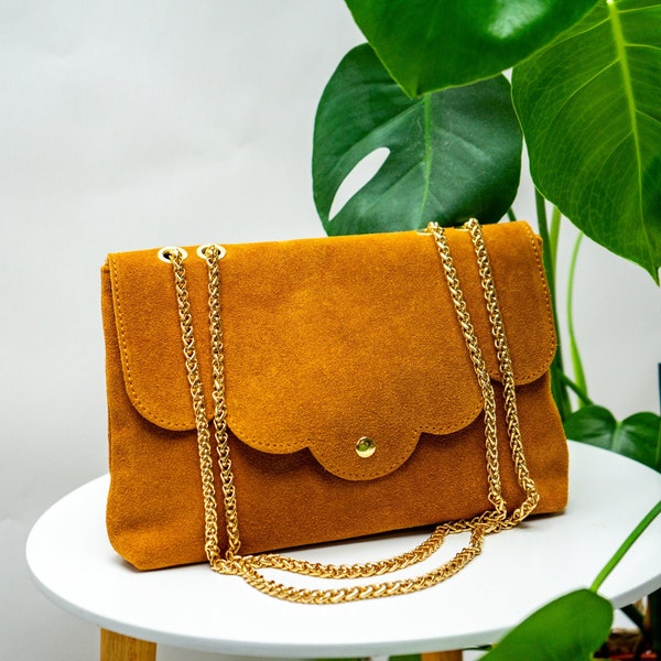 Shoulder bag "Ana" in black, beige, cognac, blue, brown, handmade, leather handbag, shoulder bag, saddlebag, satchel bag, chain