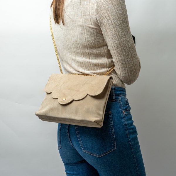 Handbag "Ana" in black, beige, cognac, blue, brown, handmade, leather shoulder bag, shoulder bag, saddlebag, saddle bag, chain
