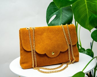 Shoulder bag "Ana" in black, beige, cognac, blue, brown, handmade, leather handbag, shoulder bag, saddlebag, satchel bag, chain