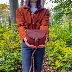 small genuine leather handbag JENE, shoulder bag, leather handbag, women genuine leather bag, lifetime leather, brown, shoulder bag, bag image 1