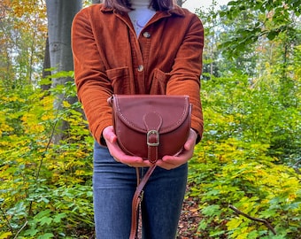 small genuine leather handbag JENE, shoulder bag, leather handbag, women genuine leather bag, lifetime leather, brown, shoulder bag, bag