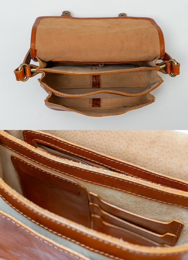 Vintage leather shoulder bag Ava, Handmade in Europe, women's handbag, genuine leather, minimalist bag, leather handbag satchel bag image 10