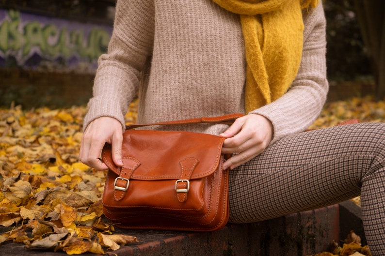 Vintage leather handbag Ava, Lifetime Leather, handmade, leather handbag women, genuine leather, shoulder bag, satchel bag image 5