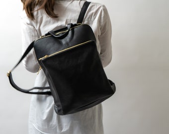 Leather backpack handmade, laptop backpack, Macbook woman bag, minimalist backpack, handbag, many compartments, unisex