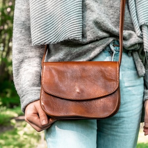 Satchel Bag Cara, Shoulder Bag, Leather Handbag, Leather Handbag, Genuine Leather, Lifetime Leather, Brown, Shoulder Bag, Bag Medium image 5