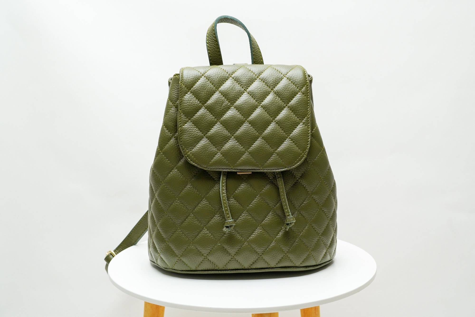 Men's Green Leather Backpack RARE 27 – Officine Creative EU