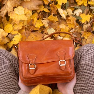 Vintage leather shoulder bag Ava, handmade, leather handbag women, genuine leather, minimalist bag, leather handbag satchel bag Cognac