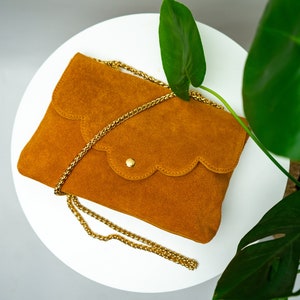 Handtasche "Ana" in Schwarz, Beige, Cognac, Blau, Braun, Handarbeit, Leder Umhängetasche, Schultertasche, Satteltasche, Satchel Bag, Kette