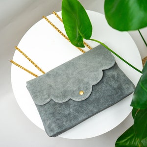 Handtasche "Ana" in Schwarz, Beige, Cognac, Blau, Braun, Handarbeit, Leder Umhängetasche, Schultertasche, Satteltasche, Satchel Bag, Kette