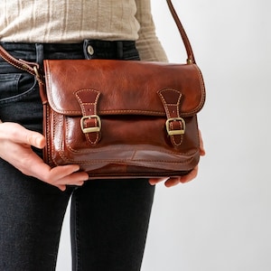 Sac en cuir vintage « Ava », sac de selle, Lifetime Leather, fait main, femme, cuir authentique, sac à main robuste, sac à bandoulière