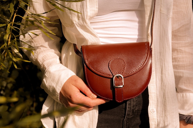 small genuine leather handbag JENE, shoulder bag, leather handbag, women genuine leather bag, lifetime leather, brown, shoulder bag, bag image 8