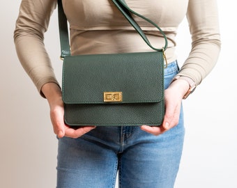 ZOLA Umhängetasche Handtasche Damne aus Echtleder, Schultertasche, minimalistische Damenhandtasche, Ledertasche mit verstellbarem Gurt