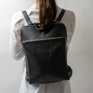 Genuine leather backpack unisex made of Italian leather, handmade in Europe, laptop backpack made of cowhide, everyday work backpack, handbag image 5