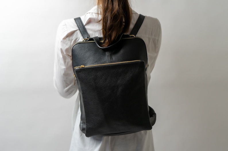 Genuine leather backpack unisex made of Italian leather, handmade in Europe, laptop backpack made of cowhide, everyday work backpack, handbag image 5