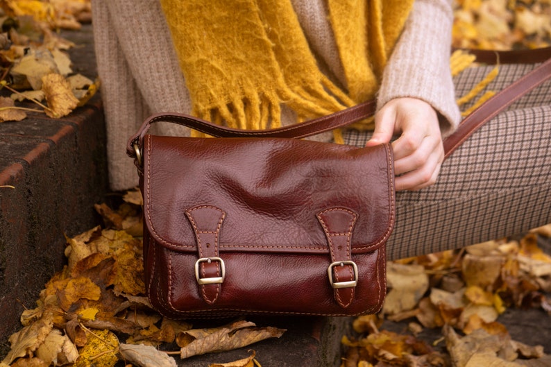 Vintage leather handbag Ava, Lifetime Leather, handmade, leather handbag women, genuine leather, shoulder bag, satchel bag Dunkelbraun