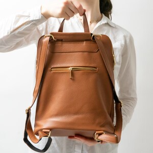 Genuine leather backpack unisex made of Italian leather, handmade in Europe, laptop backpack made of cowhide, everyday work backpack, handbag image 9