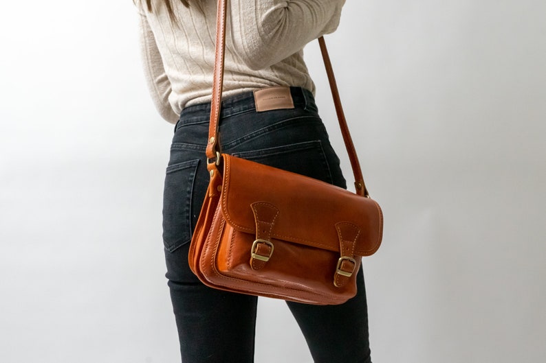 Vintage leather shoulder bag Ava, handmade, leather handbag women, genuine leather, minimalist bag, leather handbag satchel bag image 9