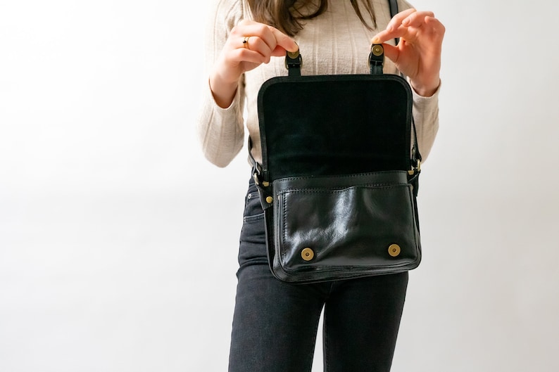 Vintage leather shoulder bag Ava, Handmade in Europe, women's handbag, genuine leather, minimalist bag, leather handbag satchel bag image 5