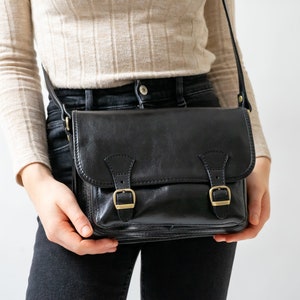 Vintage Leder Umhängetasche "Ava" , Handmade in Europe, Handtasche Damen, Echtleder, minimalistische Tasche, Lederhandtasche Satchel Bag
