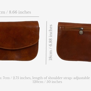 Shoulder bag Cara, leather handbag, leather handbag, women's saddle bag, genuine leather, Lifetime Leather, brown, shoulder bag, handbag image 9
